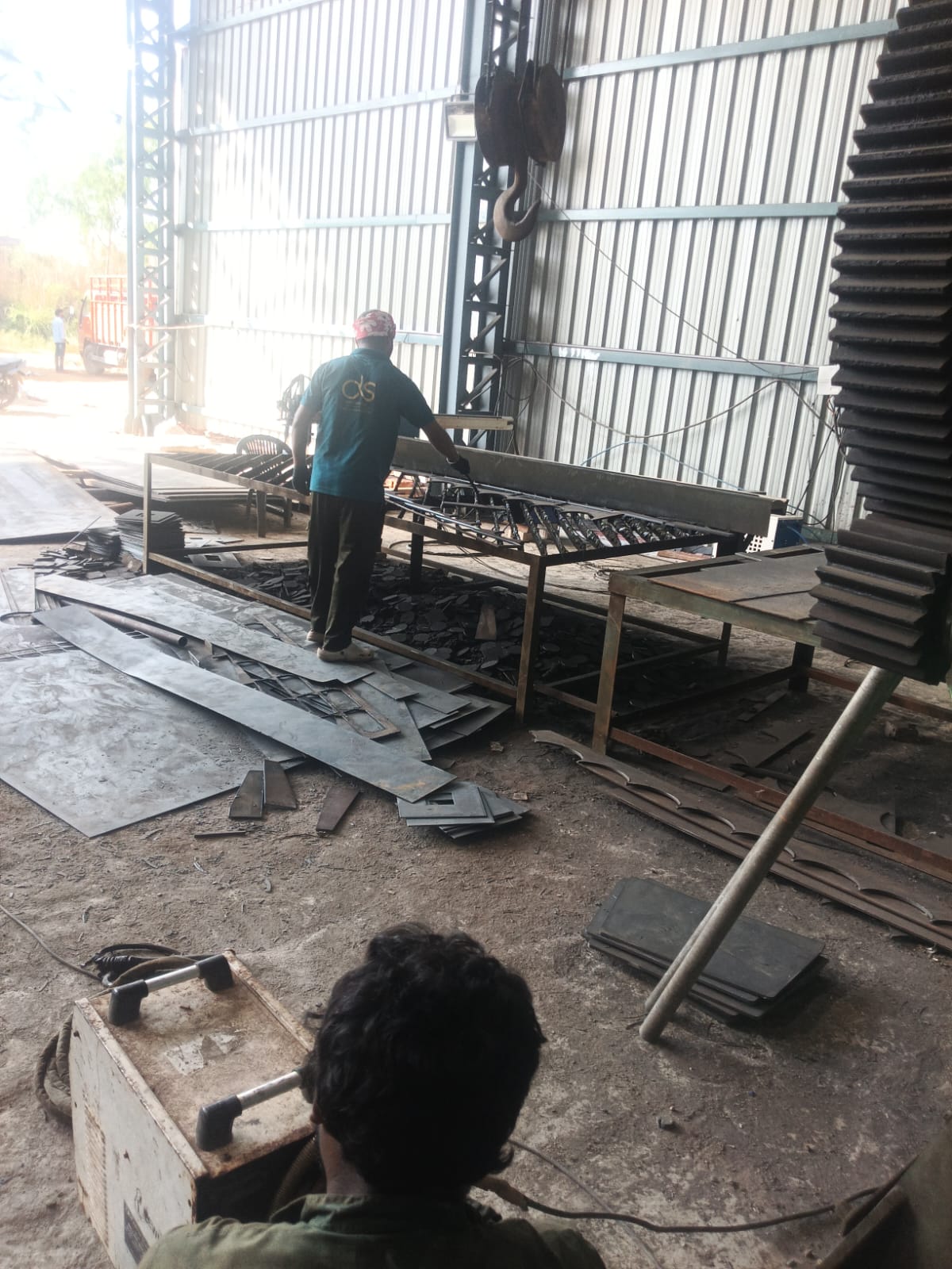 Fabrication operation in progress at Aman Infra workshop