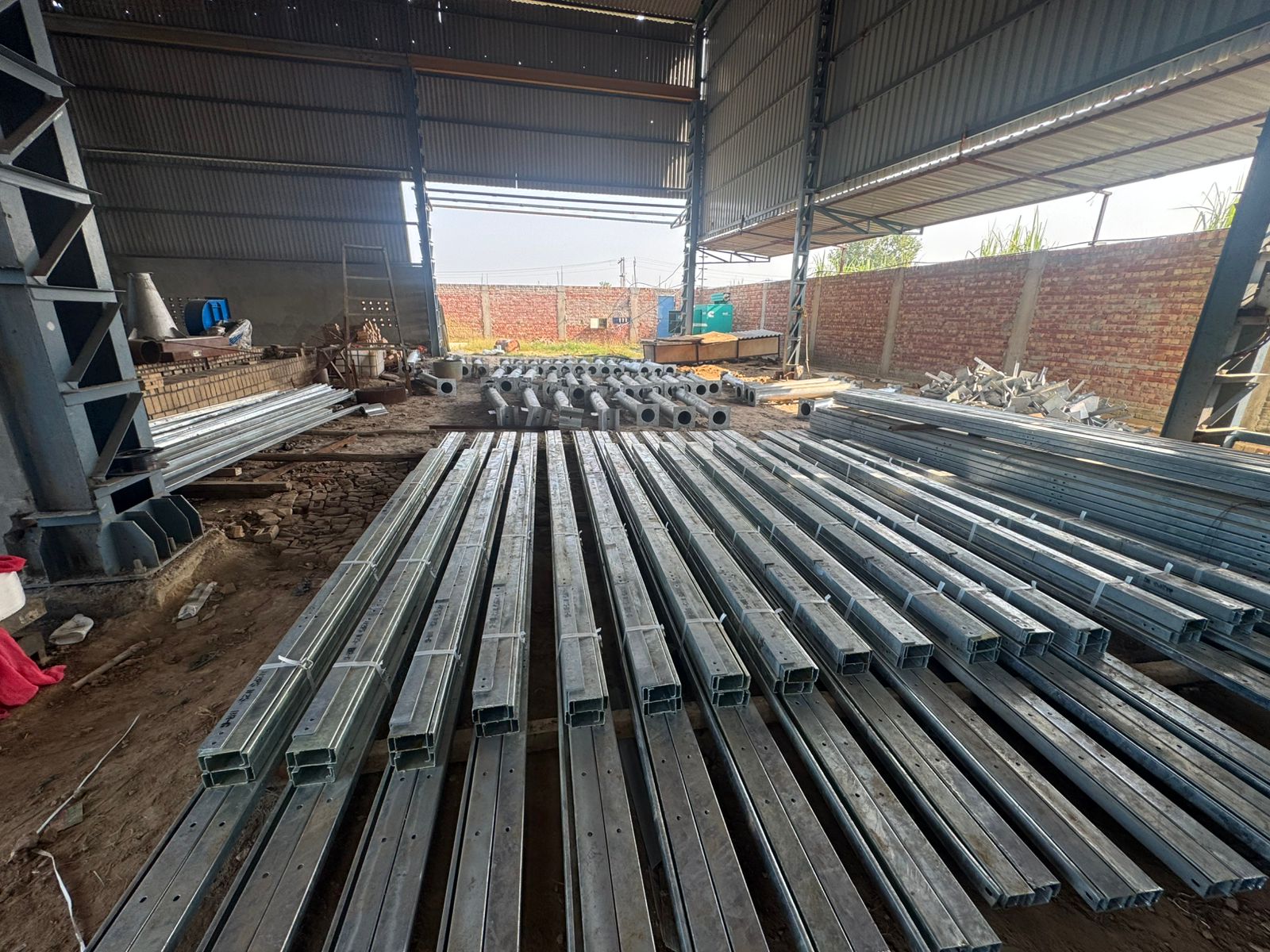 Solar mounting structure inventory ready for dispatch