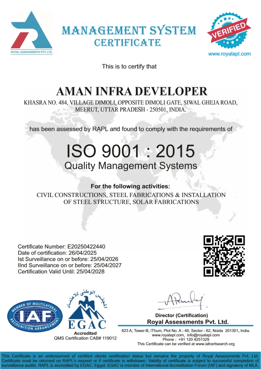 ISO 9001:2015 Quality Management System certificate preview